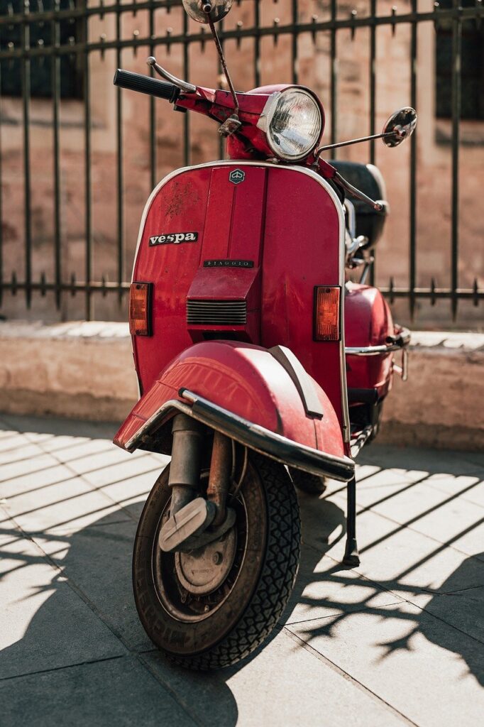 antique car, scooter, motorcycle